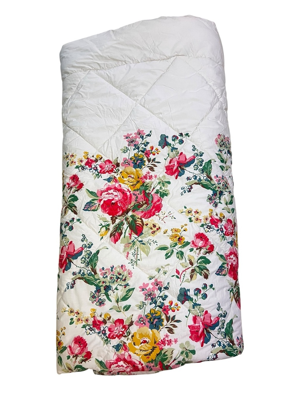 Cath Kidston Cabbage Rose Bouquet Queen Comforter Stripes Reversible